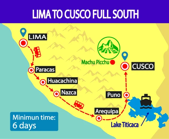 WAYKI BUS TICKET LIMA TO CUSCO FULL SOUTH