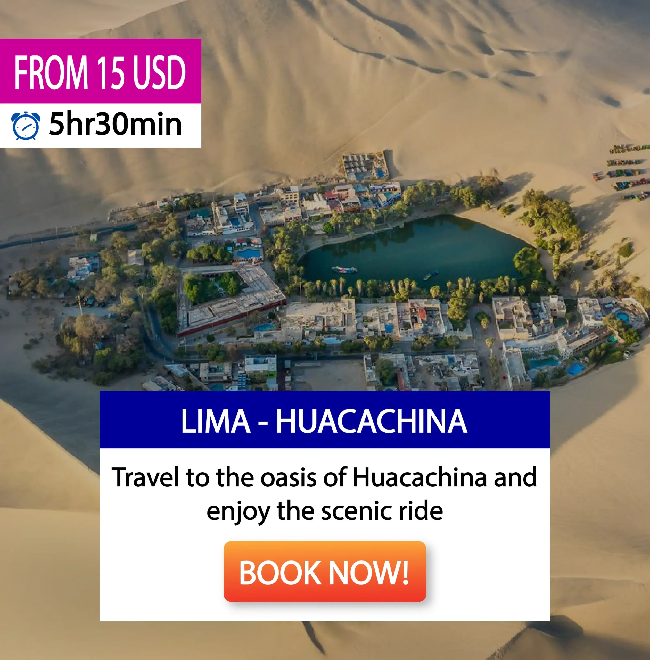 Bus to Huacachina from Lima | Wayki Bus | Door to Door Service